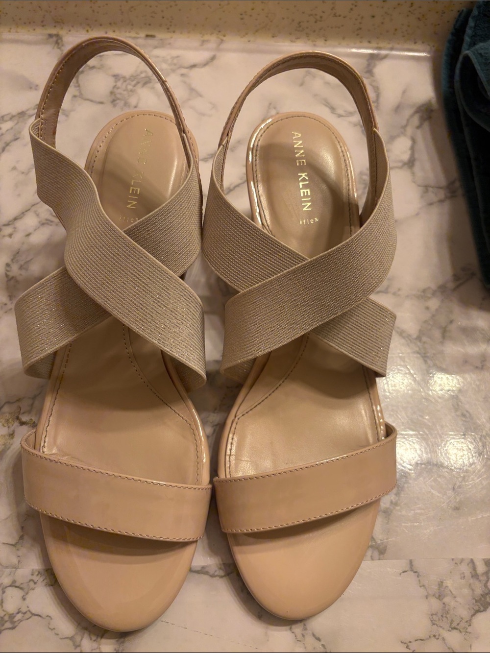 Anne Klein Nude Crossband Slingback Sandals